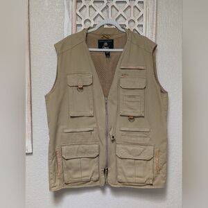 Vintage Orvis men's XL fishing vest khaki lined 100% cotton vented outdoors